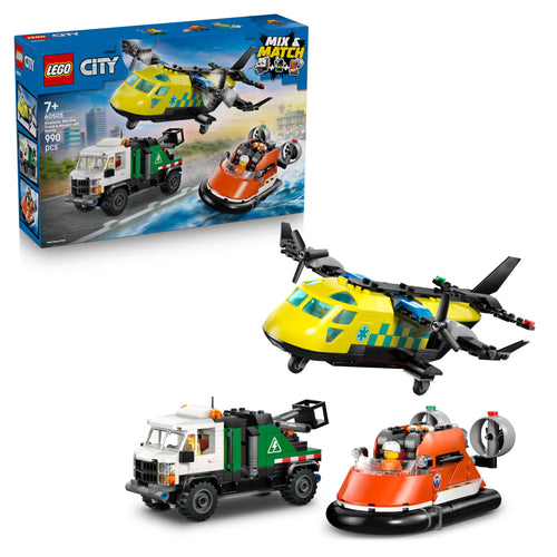 LEGO City Kombinationsset 60505 mit Flugzeug und Luftkissenboot – Bauset mit 3 Minifiguren
