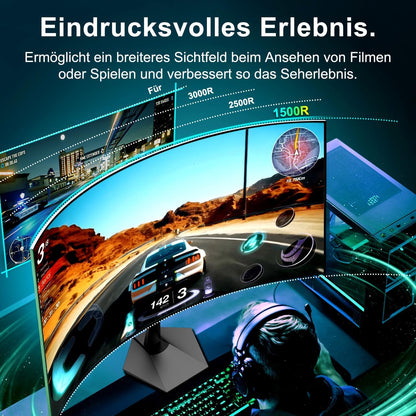 Minifire Curved Monitor 27 Zoll 100Hz PC Bildschirm - Schwarz