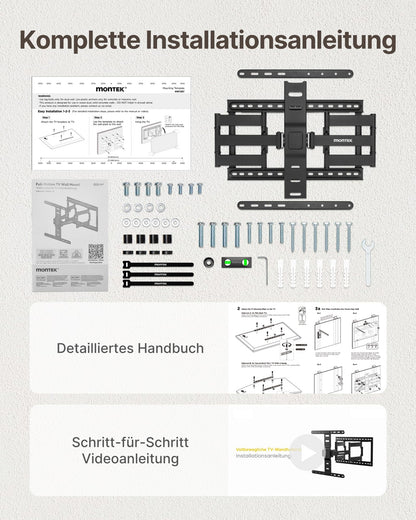 monTEK Ultra Slim TV Wandhalterung 37-75 Zoll, Vollbeweglich