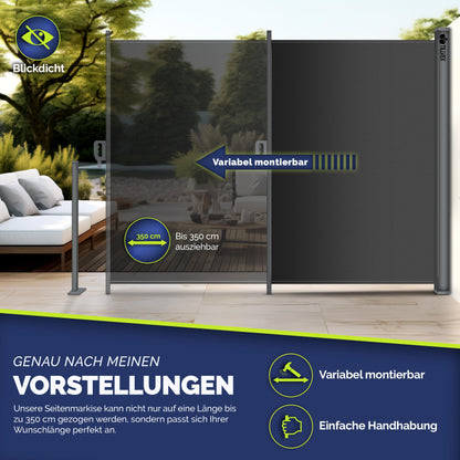 tillvex Seitenmarkise Ausziehbar Blickdicht - 160x350 cm