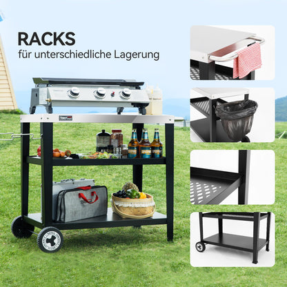 Royal Gourmet Servierwagen 3-Etagen Edelstahl Küchenwagen - 85x50cm