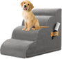 ROMROL Hundetreppe 4 Stufen, rutschfeste Haustiertreppe, grau