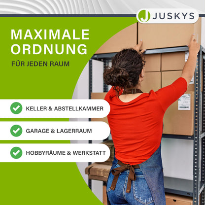 Juskys 3er Metall Regalsystem Basic – Schwerlastregal Grau