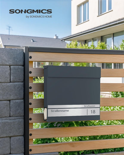 SONGMICS GMB090G01 Briefkasten – anthrazitgrau personalisiert