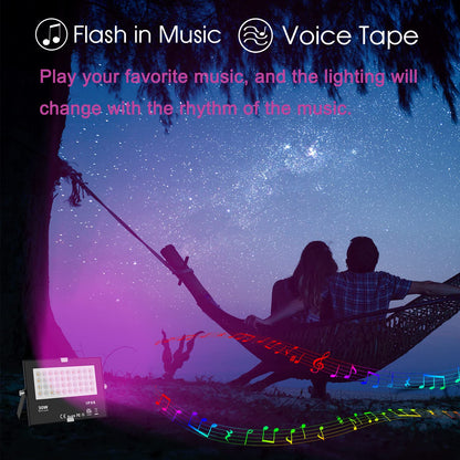 ChangM RGB LED Flutlicht 30W - 4er Pack Bluetooth App