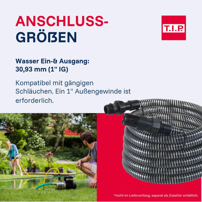 T.I.P. GP 5000 INOX Gartenpumpe Edelstahl, selbstansaugend, 1.200 W