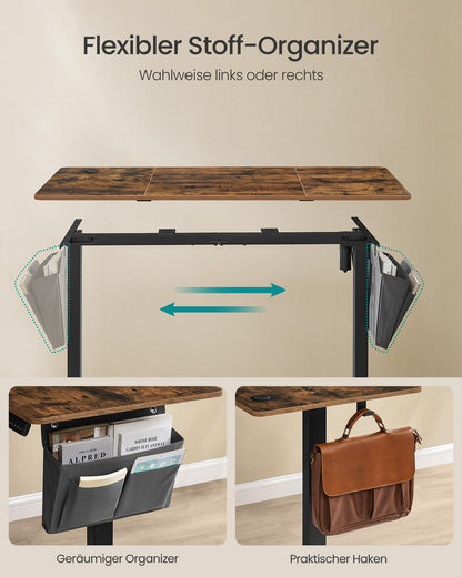 SONGMICS Elektrischer Stehschreibtisch 140x60 cm – Vintagebraun LSD134K01