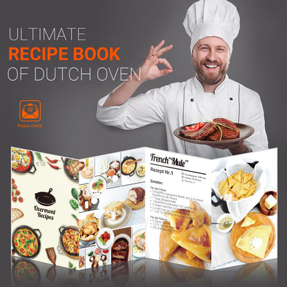 Overmont Dutch Oven Gusseisen Topf, Deckel als 27 cm Bratpfanne
