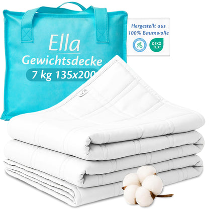 Ella Gewichtsdecke 135x200 cm 7 kg, Therapiedecke aus Baumwolle, weiss