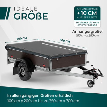 CargoVA® Feinmaschiges Anhängernetz Ladungssicherung – 3x4m Schwarz