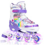 SULIFEEL Rainbow Unicorn Inlineskates für Kinder mit Leuchträdern in Schwarz