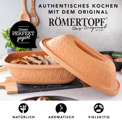 Römertopf Klassiker Bräter Dampfgarer aus Naturton – 3 Liter
