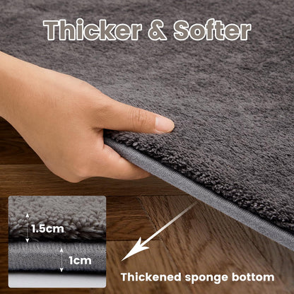 Wohnzimmer Teppich Kurzflor Waschbar Anti-Rutsch Dunkelgrau 200x280cm