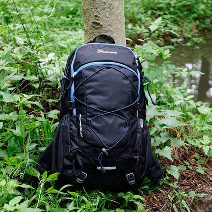 Mountaintop 40L Wanderrucksack mit Regenhülle, Schwarz-Blau