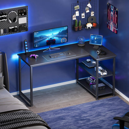 Coleshome Gaming Tisch L-förmig, Eckschreibtisch 120x70 cm, schwarz
