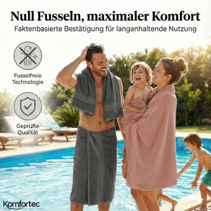 Komfortec Handtuch-Set 8-teilig, Baumwolle Frottee, Anthrazit/Rosa