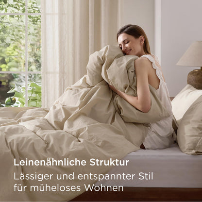 BEDSURE Bettwäsche Set 135x200 cm Baumwolle 4teilig Hazeltaupe