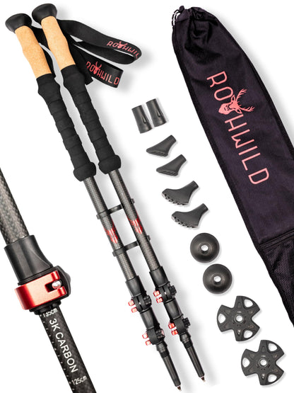 Rothwild Steinbock Trekkingstöcke Carbon Korkgriff Schwarz