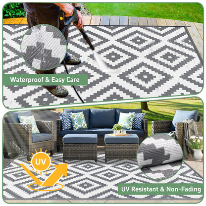 Habaylin Outdoor Teppich wetterfest wendbar 180x270 cm Grau