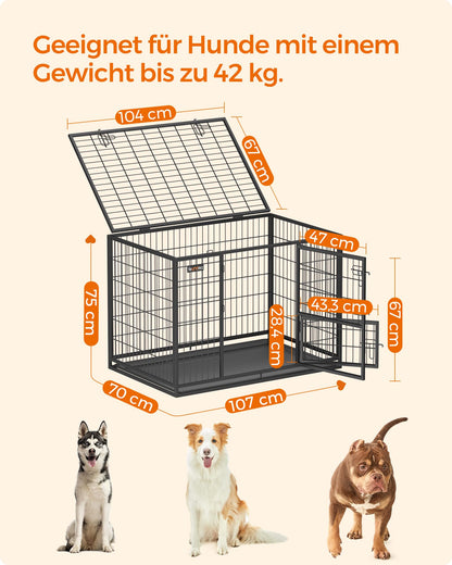 Feandrea Haustierkäfig Gitterbox XL, 107 x 70 x 75 cm, tintenschwarz