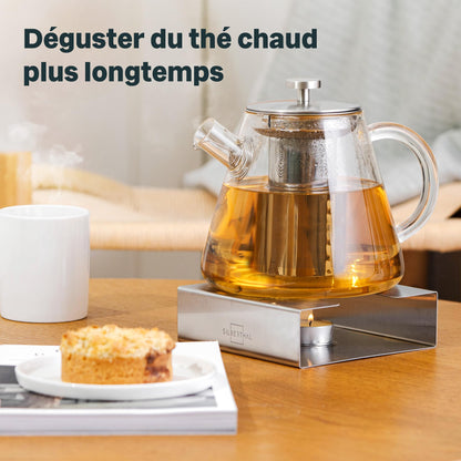 SILBERTHAL Teekanne mit Stövchen Set, Glas, 1,5 Liter und Teesieb