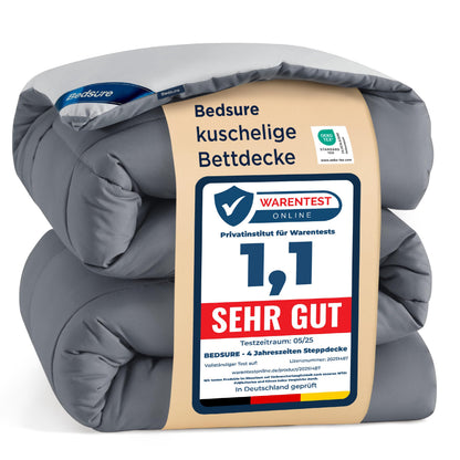 BEDSURE Bettdecke 135x200 cm, Ganzjahresdecke 300 GSM, Grau/Hellgrau, waschbar und für Allergiker geeignet