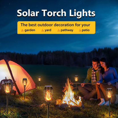 Qedertek Solar Gartenfackeln mit Flammeneffekt, 12 LED, 12 Stück