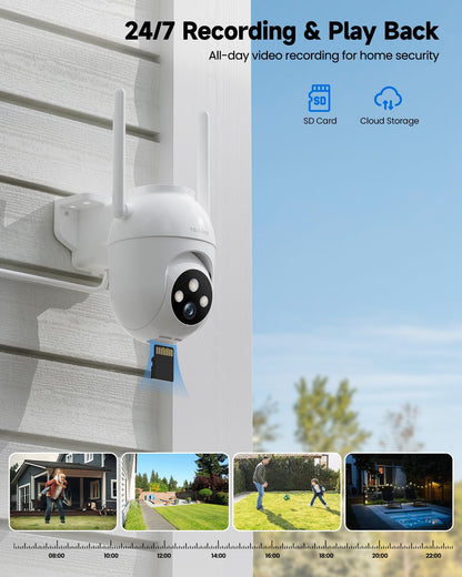 Smart 5MP WLAN Überwachungskamera Aussen PTZ - 2er Set