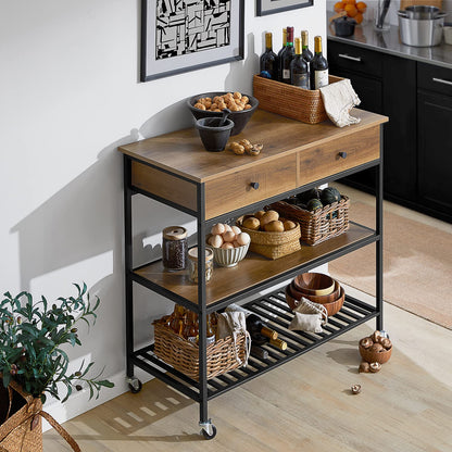 SoBuy FKW112-PF Küchenwagen Industrie-Design, Rollen & Schubladen