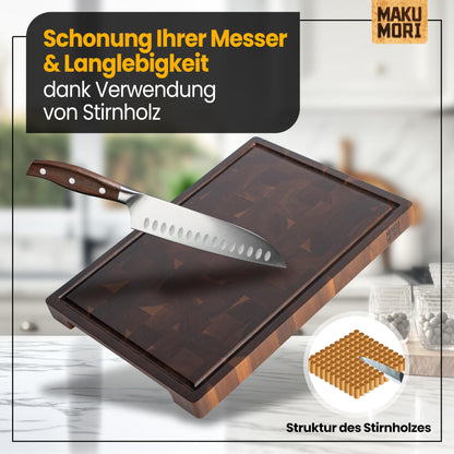 MAKUMORI Schneidebrett Stirnholz Akazie karbonisiert 40x29x3cm
