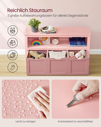 VASAGLE LHS380R02 Kinderregal Spielzeugaufbewahrung - Pastellrosa