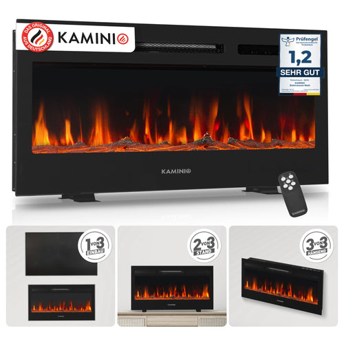 KAMINIO Elektrokamin Marlon 3-in-1 Elektro-Heizkamin 3D Flamme 36 Zoll