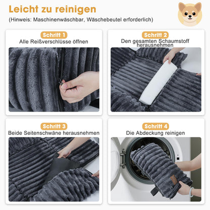MIXJOY Hunde-Autositz mit Memory-Schaum-Füllung, waschbar, Grau