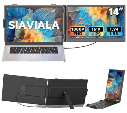 Siaviala KX2 Laptop Screen Extender 14 Zoll FHD IPS Dual-Monitor als tragbarer Zweitbildschirm für Laptops