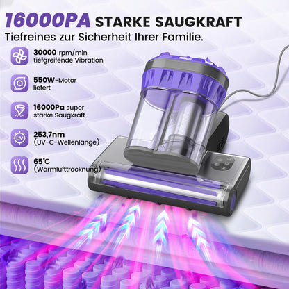 Yassol Milbenstaubsauger für Matratzen – UV-Licht Heissluft
