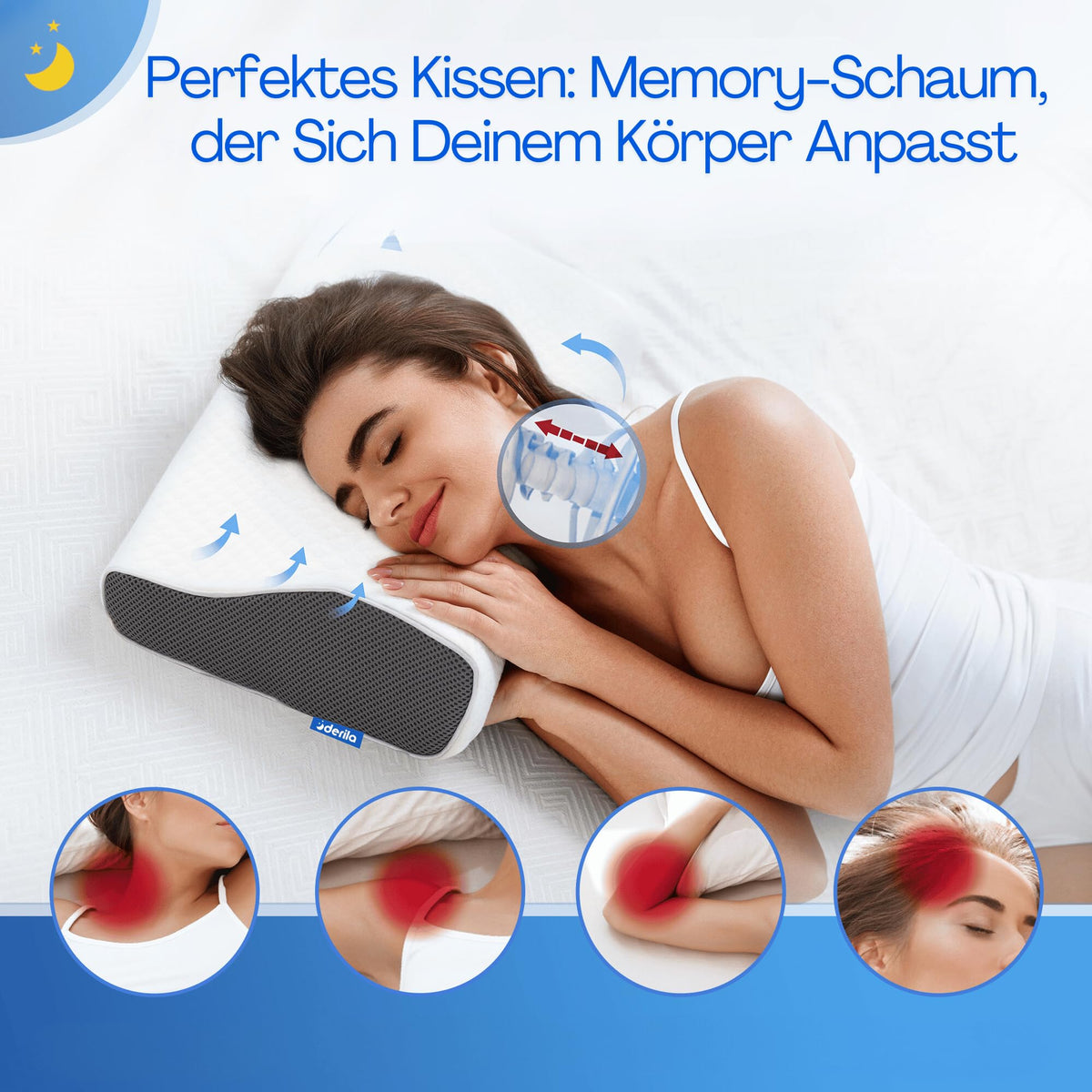 Derila King Nackenkissen Memory Foam 60 x 34 cm –