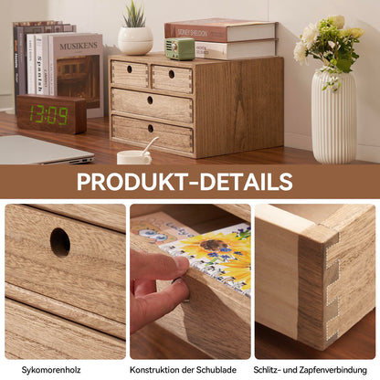 KIRIGEN Holz Schreibtisch-Organizer - 4 Schubladen Dunkelbraun