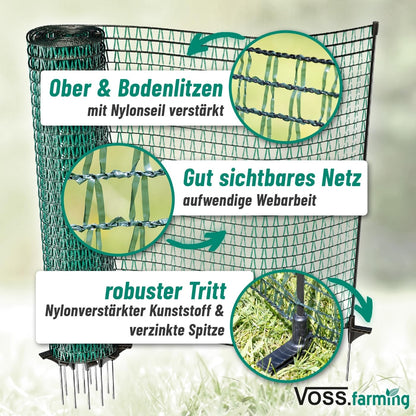 VOSS.farming Gartennetz Begrenzungszaun 20 m, 80 cm, dunkelgrün