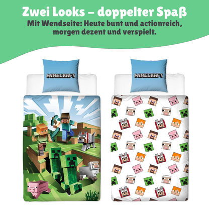 Character World Minecraft Wende-Bettwäsche Set 135x200 cm Baumwolle