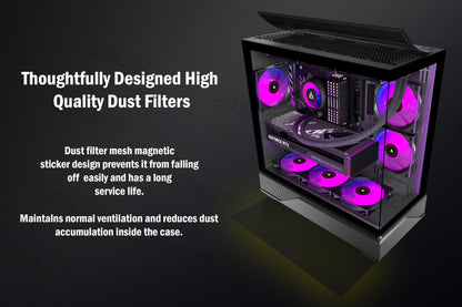 ANSAITE H-D9 ATX Mid-Tower PC-Gehäuse mit 6 ARGB PWM-Lüftern, schwarz