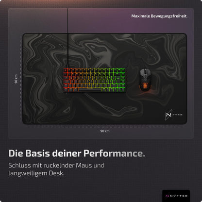 Nyfter XXL Gaming Mauspad Liquid Design 900 x 500 mm, vernähte Kanten