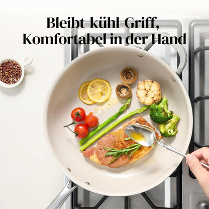 Redchef Keramikpfanne Induktion Antihaft mit Deckel - 28cm Blau