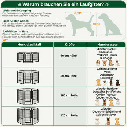 Yaheetech Welpenauslauf 16-teilig, 100 cm hoch, faltbar, mit 2 Türen