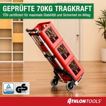 ATHLON TOOLS Sackkarre klappbar aus Aluminium, 70 kg Tragkraft