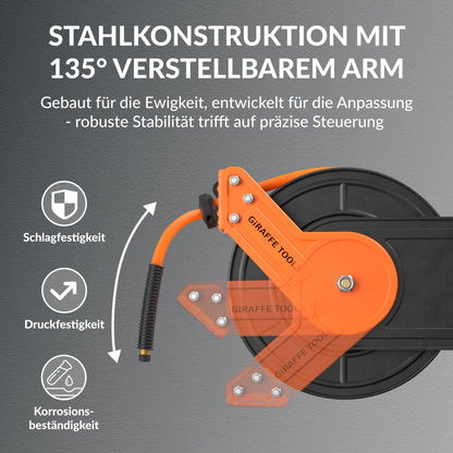 Giraffe Tools Automatischer Druckluft Aufroller 15m 3/8" Wandmontage