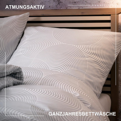 bugatti Mako Satin Bettwäsche Kreise Grafisch Grau - 135x200 cm