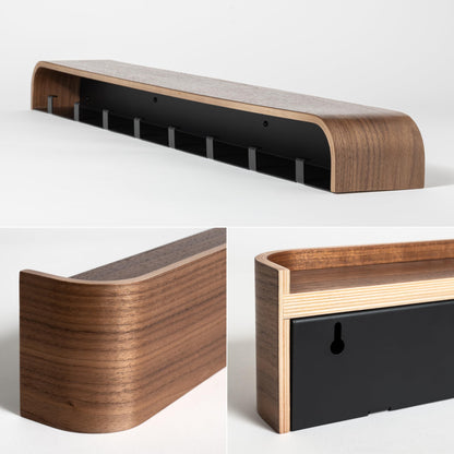 Kazai Toke Design-Wandgarderobe mit verdeckten Haken – Walnuss