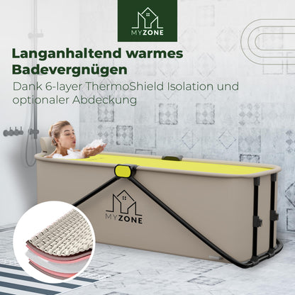 MyZone Faltbare Badewanne Duschwanne Eisbad – 150x60x50 cm Grau