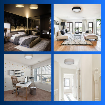 REV Rund 50cm Stoff Vintage Deckenleuchte - Schwarz