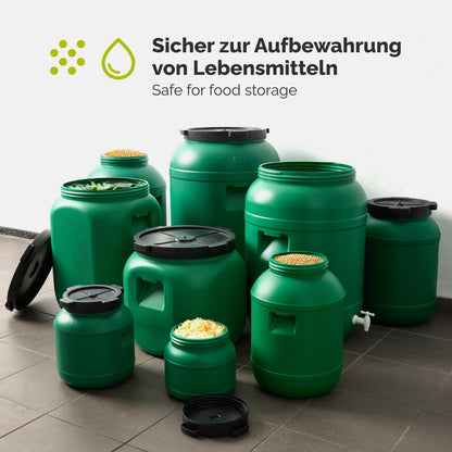 Garronda Weithalsfass GD-0078 mit Deckel, 120 Liter, HDPE, grün